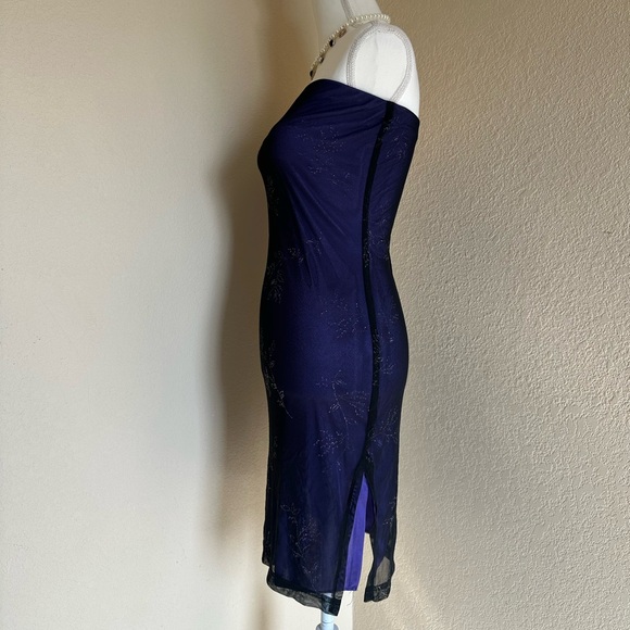 Charlotte Russe Purple Y2k Strapless Midi Bodycon Dress M Whimsigoth Fairy Prom - Picture 5 of 11